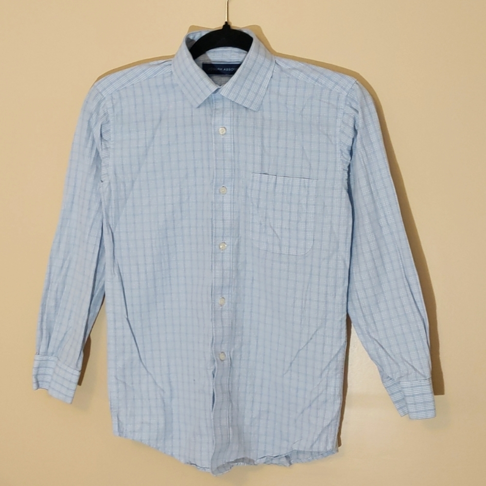 Joseph Abboud|  Blue Plaid Long Sleeve Button Down Shirt Cotton
